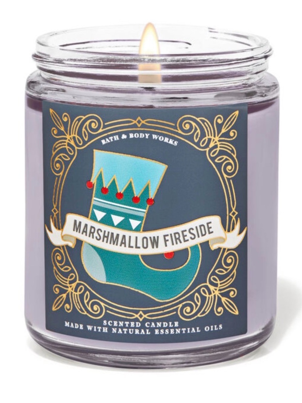 Bath & Body Works Marshmallow Fireside Candle - Teal & Gold Label